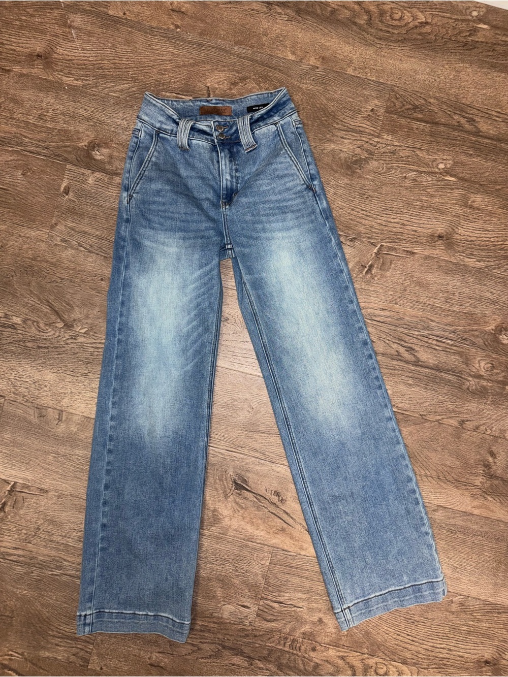 Judy Blue Trouser-High-Rise Wide Leg Jeans - Light Blue- 0/24